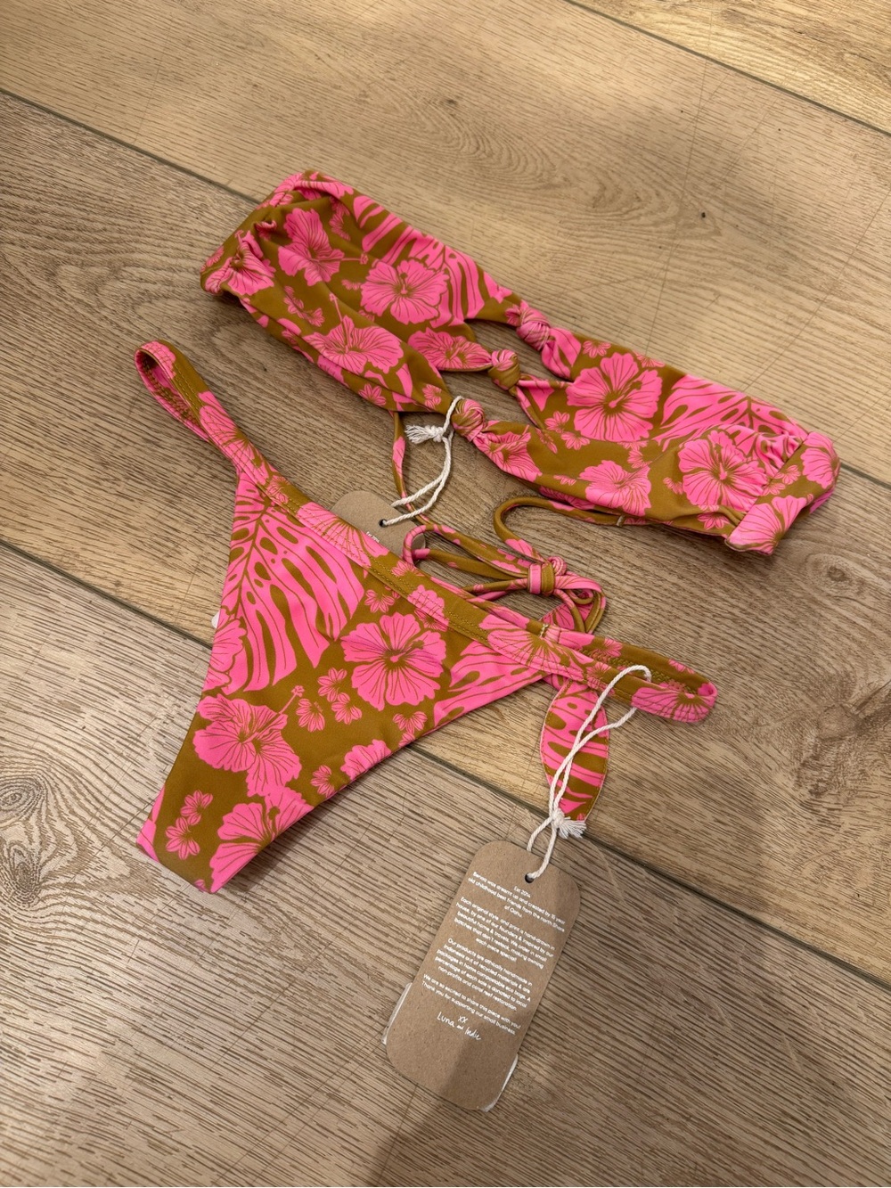 BENOA Swim garden Floral Bikini Set Kayla bandeau top L Uluwatu bottom M NWT